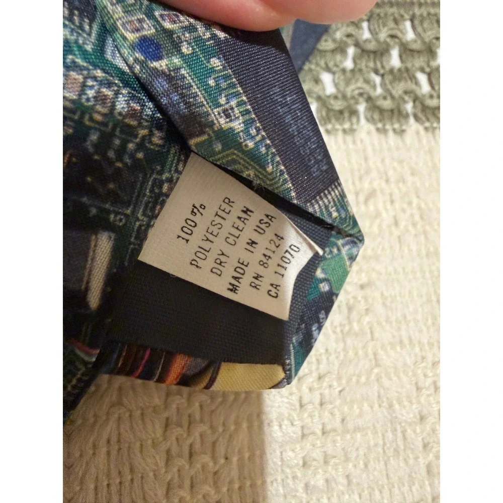 Vintage 1994 Ralph Marlin Computer Circuit Board Tie Mens‎ Tech Geek IT Novelty
